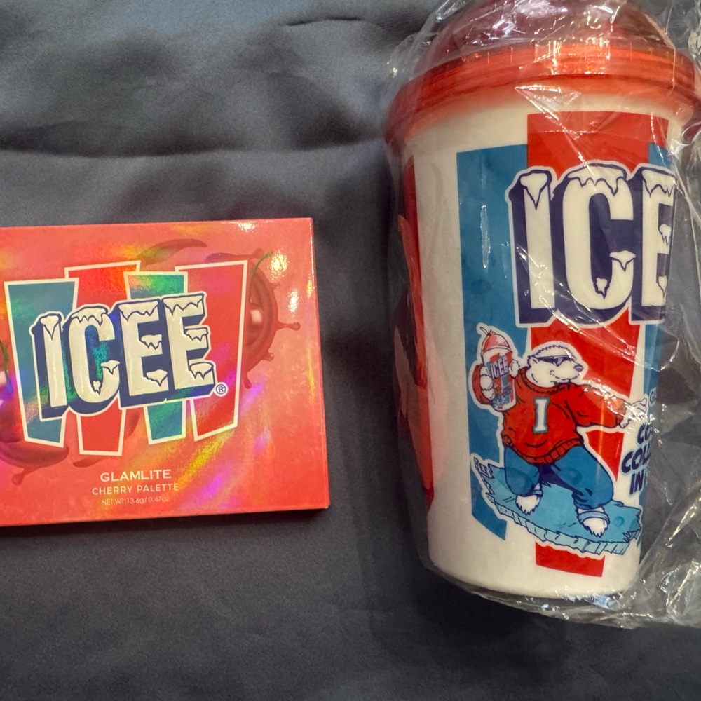 ICEE Cup lip gloss trio and GlamLite Cherry eyeshadow palette set